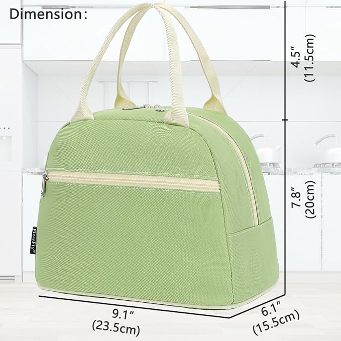 FlowFly Insulated Lunch Cooler Bag - Tote Bag Organizer for Women/Men, Prairie Green