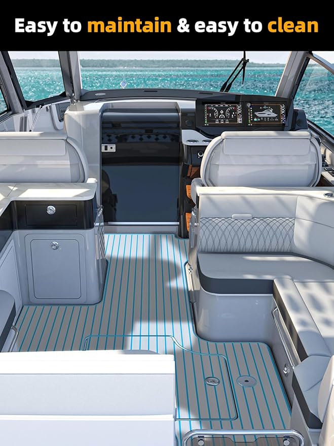 FOCEAN Boat Flooring EVA Foam Boat Decking Faux Teak Marine Flooring Boat Mat Boat Carpet Sheet for Motorboat RV Yacht Kayak Surfboard, 94.5"x 47.2"/35.4"/23.6"/15.7"