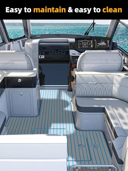 FOCEAN Boat Flooring EVA Foam Boat Decking Faux Teak Marine Flooring Boat Mat Boat Carpet Sheet for Motorboat RV Yacht Kayak Surfboard, 94.5"x 47.2"/35.4"/23.6"/15.7"