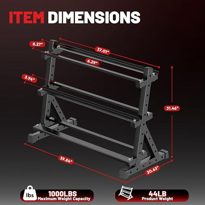 PAPABABE Hex Dumbbell Set with Rack, Rubber Encased Free Weight with Weight Storage Racks, Multiple Weight Options for Home Gym and Fitness