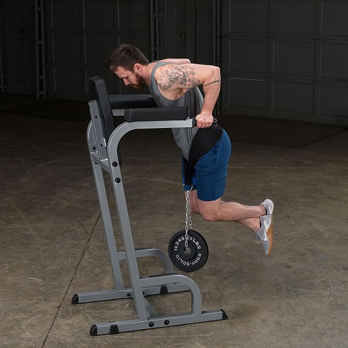 Body-Solid (GVKR60) Vertical Knee Raise with Dip Station for Abdominal and Core Training, Home and Commercial Gym