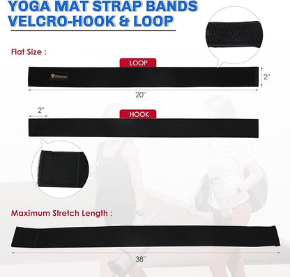 Aolamegs Yoga Mat Strap,Heavy Duty Bungee Straps Band,Wrap Organizer for Yoga Mat/Workout/Exercise(20" L x 2" W)