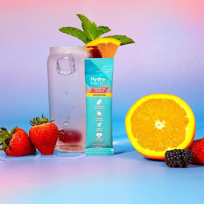 Electrolyte Powder Sugar-Free Hydration Packets Tropical Punch HydroMATE 30 Sticks