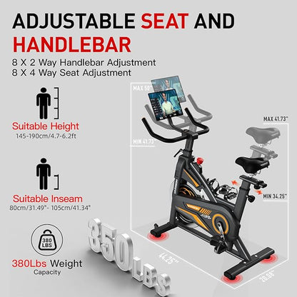 HARISON Exercise Bike, Stationary Bike for Home 350 lb Weight Capacity, Magnetic Workout Bike with Bluetooth App, Brake Pad Indoor Cycling Bike with Tablet Mount & Comfortable Seat Cushion