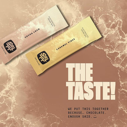 Keto Chow SALTT Electrolytes Powder Packets, Cocoa Variety Pack (30 Packets) - Magnesium, Potassium, Sodium, Trace Minerals - Vegan, Sugar Free, Gluten Free - Travel Essentials - Made in USA