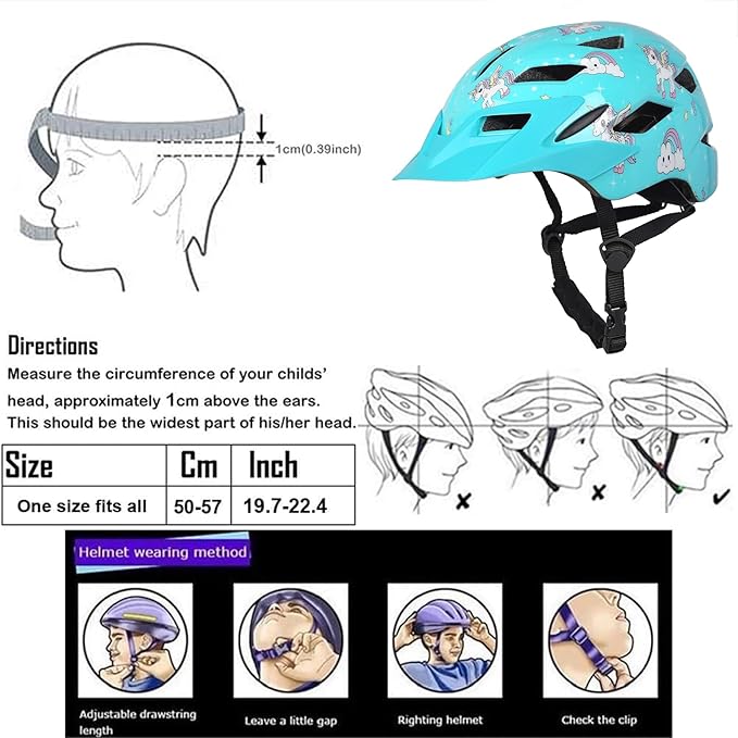 Kids Bike Helmet,Bavilk Kids Boys Girls Bike Helmets with LED Light Detachable Visor Children Youth Teen Multi-Sport for Skating Cycling Scooter Skateboard Adjustable & Lightweight 19.7"-22.4"