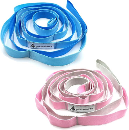 Stretching Strap Yoga Strap with Loops, Stretch Straps for Physical Therapy, Non-Elastic Exercise Strap for Pilates, Dance and Gymnastics with Workout Guide