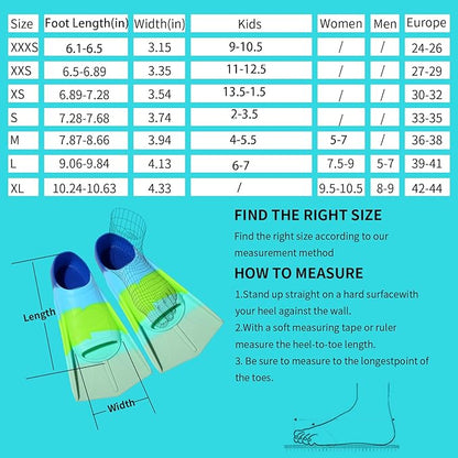 Kids Swim Fins,Short Comfortable Flippers for Lap Swimming and Training for Child,Girls,Boys,Beginners