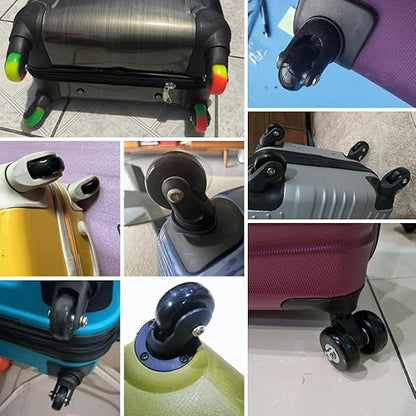 45mm Set of 4 Luggage Suitcase Replacement Wheels for Trolley Case Travel Bags Caster Inline Roller Skating Roller Swivel Rubber Wheels Bearings Repair Kits with Axles 30mm&35mm&60mm