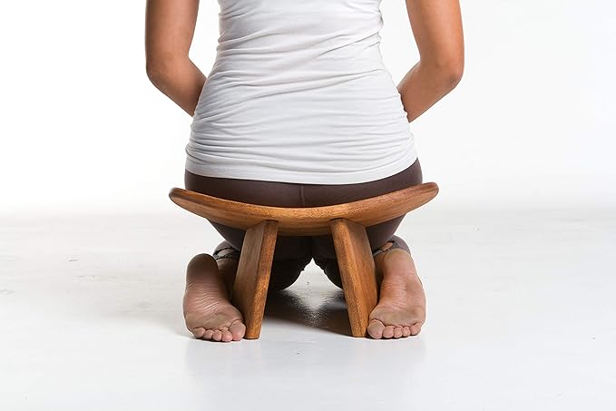 Meditation Bench IKUKO Original, Portable Version with Bag, Locally Handmade Wooden Kneeling Ergonomic Seiza Seat, Prana Yoga - 2 Colors, 3 Height Sizes