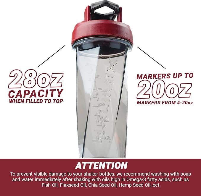 HELIMIX 2.0 Vortex Blender Shaker Bottle Holds upto 28oz | No Blending Ball or Whisk | USA Made | Portable Pre Workout Whey Protein Drink Shaker Cup | Mixes Cocktails Smoothies Shakes | Top Rack Safe