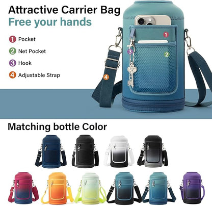 1 Gallon Water Bottle Insulated | Thickened Stainless Steel Vacuum Metal Water Jug | Portable Sports Large for Gym and Hiking with Straw, Carrier Bag, Handle Strap | BPA-Free 128 oz