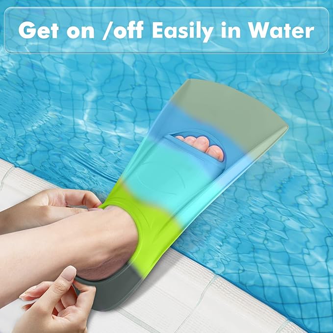 Gintenco Swim Fins, Kids Swim Training Fins for Lap Swimming, Travel Size Flippers with Mesh Bag, Silicone Swimming Fins for Kids Teens Adults Women Men