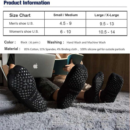 Hylaea Unisex Non Slip Socks with Grip for Yoga, Hospital, Pilates, Barre | Ankle, Cushioned