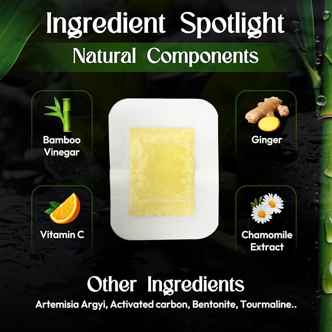 Foot Patches Pads for Deep Cleansing: Feet Patches Bamboo Wood Vinegar Ginger Foot Pads for Promoting Sleeping 20 Packs