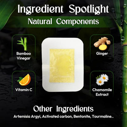 Foot Patches Pads for Deep Cleansing: Feet Patches Bamboo Wood Vinegar Ginger Foot Pads for Promoting Sleeping 20 Packs - 2 Boxes