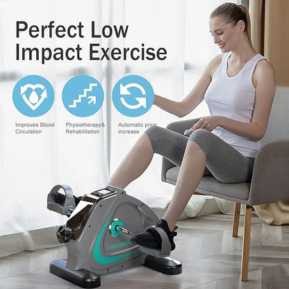 Under Desk Bike Pedal Exerciser Portable Mini Home Exercise Bike with 5LBS Flywheel Sitting Peddler Exerciser for Seniors Legs and Arms Trainer Physical Therapy Equipment Fitness Exercise Bicycle