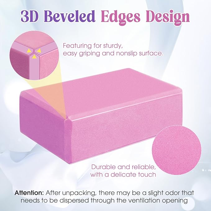 5 Pcs Yoga Blocks Knee Pads Yoga Strap Set Soft Premium Foam Blocks Accessories for Pilates Meditation General Fitness Stability, Kneeling, Balance, Deepen Stretches and Toning