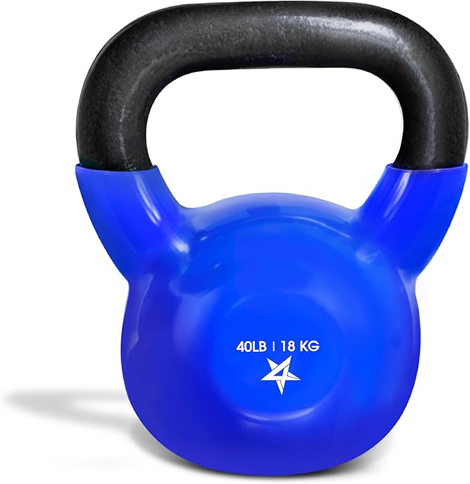Yes4All 5-100 LB Kettlebells Vinyl Coated Cast Iron for Dumbbell Weights Exercises, Gym, Fitness, Full Body Workout Equipment Push up, Grip and Strength Training