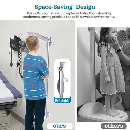 Extra-Wide High Accuracy Digital Physician Scale (440 lb / 200 kg Capacity) + Professional Wall-Mounted Stadiometer (24-82 in / 60-210 cm) - Ideal for Home, Office, Hospital, Gym & Bariatric Use