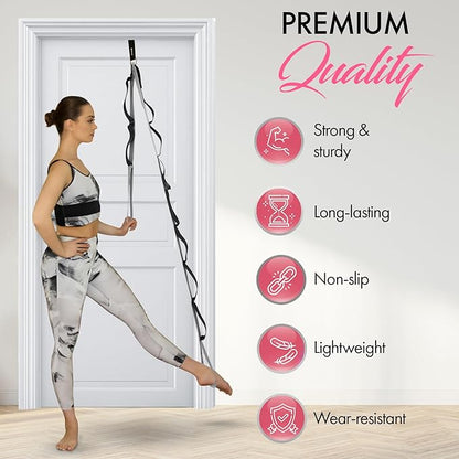 10-Loop Yoga Strap with Door Anchor – Stretch Strap for Flexibility, Deep Stretching, and Improved Balance – Perfect Yoga Accessory for All Fitness Levels
