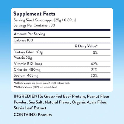 Equip Foods Prime Protein Powder | Clean, Grass Fed Beef Protein Powder for Women & Men | Carnivore Protein Isolate | Paleo, Keto Friendly | Gluten & Dairy Free | 30 Servings, Peanut Butter