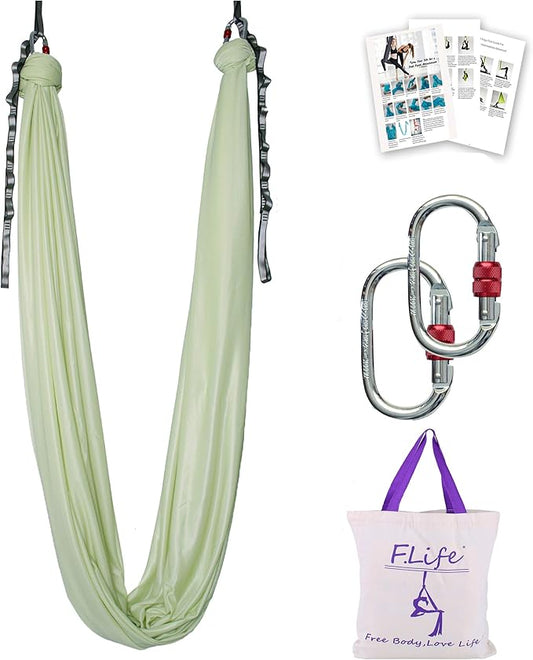 F.Life Aerial Silk Yoga Hammock & Swing for yoga Inversion,Strength training,starter hardware kit