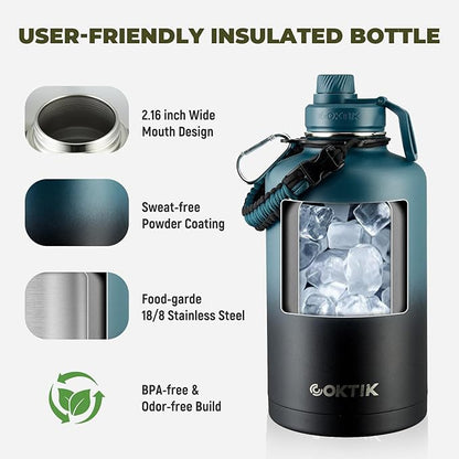 84oz Water Bottle with Straw - Triple Insulated Flask, 48hr Cold Retention Large Water Bottle, Leakproof Water Jug for Gym, Hiking, Camping, Outdoor Sports(2 pack,Mix Color)