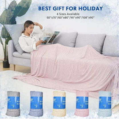 HOMFINE Cooling Blankets for Hot Sleepers - Summer Blanket Thin Lightweight Breathable Soft Double Side Enhanced Cooling for Bed Couch Sofa, Keep Cool for Night Sweats (Pink, 108 x 90 inches)