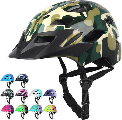 Kids Bike Helmet,Bavilk Kids Boys Girls Bike Helmets with LED Light Detachable Visor Children Youth Teen Multi-Sport for Skating Cycling Scooter Skateboard Adjustable & Lightweight 19.7"-22.4"