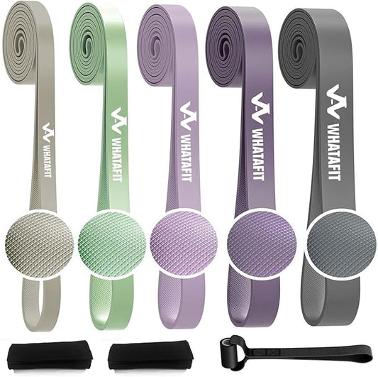 WHATAFIT Resistance Bands, Pull Up Assistance Bands, Exercise Bands, Workout Bands Set for Men and Women Home Fitness, Body Stretching, Strength Training, Physical Therapy