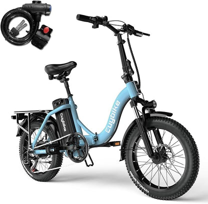 Foldable Electric Bike for Adults, Peak 1000W Brushless Motor 30MPH 70Miles City Commuter Ebike, 48V 20AH Lithium Battery, 20" Fat Tire 7-Speed E-Bicycle with Front Suspension Colourful LCD Display