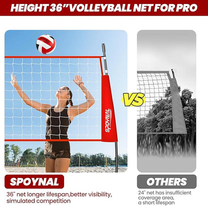 12FT/20FT Portable Volleyball Net Volleyball Net for Backyard Freestanding Volleyball Practice Net Outdoor Indoor Volleyball Training Set with Adjustable Height Carry Bag and Volleyball