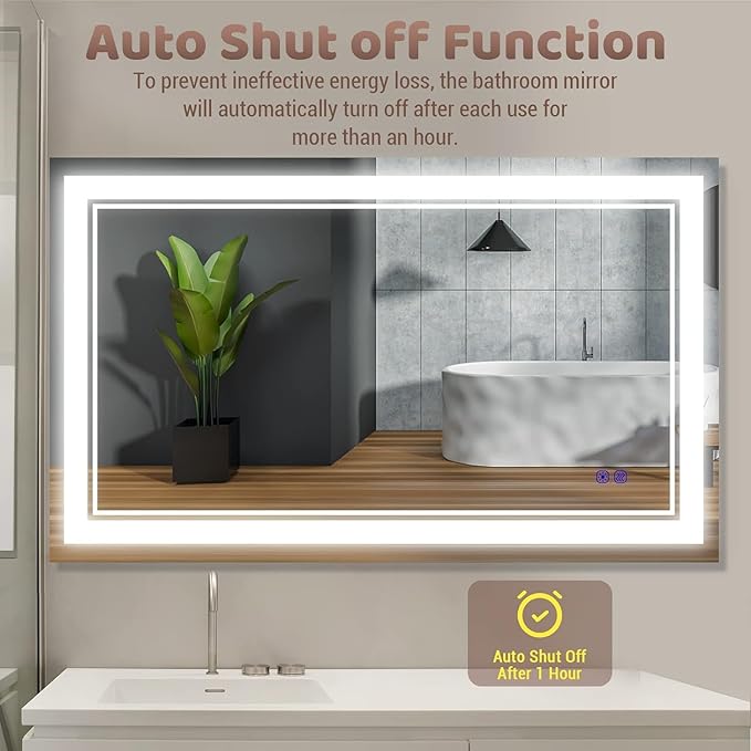 Led Mirror for Bathroom Front Lighted Smart Vanity 40x24 Inch 3 Colors CRI95+, Memory