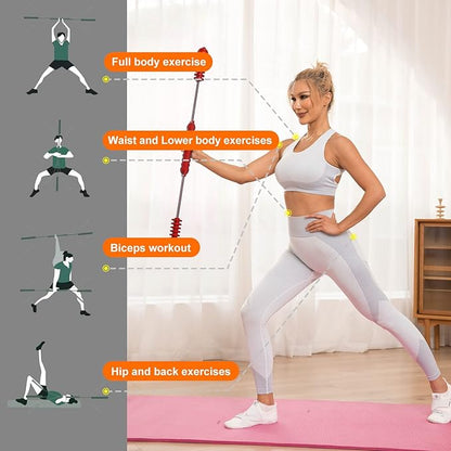 Fitness Exercise Bar,Elastic Fitness Bar,High Frequency Vibration Training Fat Buring Workout Bar for Yoga Pilates Sports,Power Twister for Arm,Abdominal Muscles Strength Exercises In Home Gym