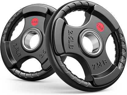 GIKPAL 2-inch Rubber Olympic Grip Weight Plates for Strength Training, Weightlifting in Home & Gym, Barbell Weights Plates Set (2.5/5/10/25/35/45 LB)