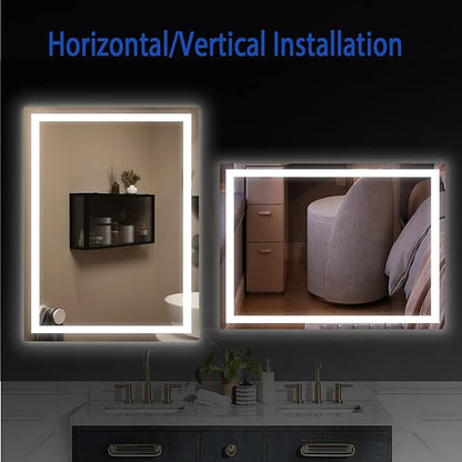 Led Mirror for Bathroom 36X24 inch Vanity Mirror 6000K Super