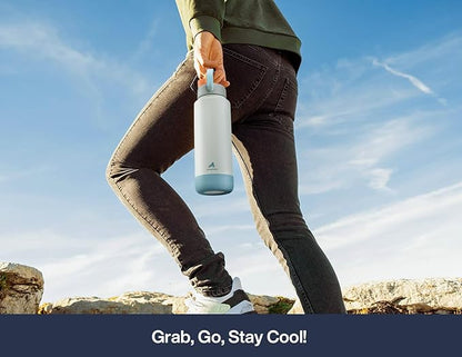 40 oz Insulated Water Bottle with 2-in-1 Straw and Spout Lid, Keep Cold 24H, Leak-Proof, BPA-Free, Double Wall Stainless Steel Water Bottle for Sports, Gym, Travel, and School (Big Wave)