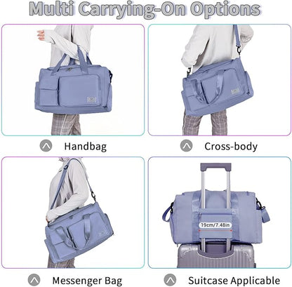 FIORETTO Women's Gym Duffle Bag with Shoes Compartment, 37L Capacity, Ideal for Travel, Gym, Sports, Duffel, Weekender