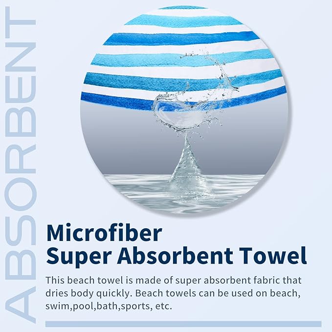 2 Pack Lightweight Thin Beach Towel Oversized 71"x32"