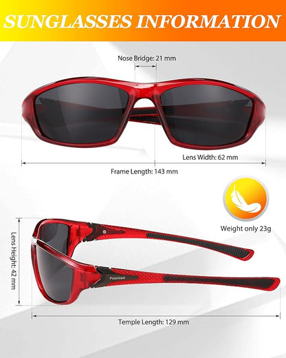 Frienda 6 Pack Polarized Sport Sunglasses for Men Multipack Fit over Glasses Pack Lot Set Men's Sport Fishing Eyeglasses