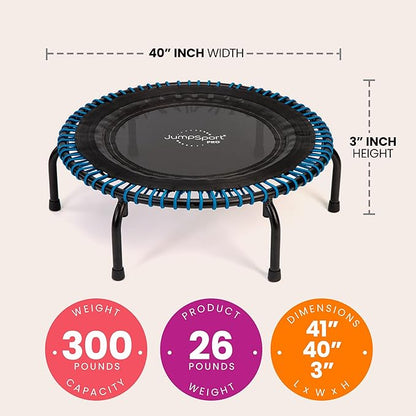 JumpSport 350 PRO Indoor Heavy Duty Fitness Trampoline, 39-inch | 36 Premium EnduroLast 4 Elastic Cords | Customized Bounce with 7 Settings | 300 lb Wt. Rating | 60-Day Free Trial to 350+ Videos