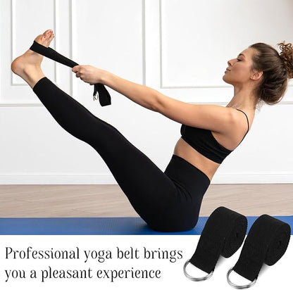 12 Pack Yoga Straps for Stretching, 6 Ft Black Exercise Bands with Adjustable D Ring Buckles for Pilates, Gym Fitness, Flexibility Training, Men Women