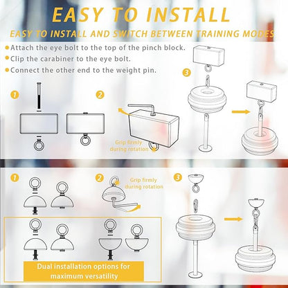 Grip Strength Training Beech Wood Pinch Block & Half-Sphere Ball with Loading Pin – Hand, Finger, Forearm Workout Set for Climbing, Lifting, Fitness Training