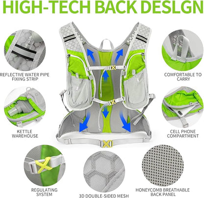 Hydration Pack Backpack, Lightweight Water Backpack with 2L Leakproof Hydration Bladder Daypack for Men Women,Running Hydration Vest for Outdoor Trail