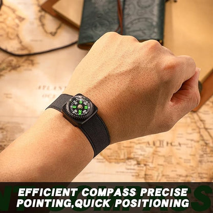 12 Pcs Wrist Compass Bracelet Compass Military Compass 6 Color