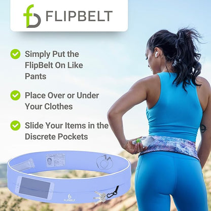 FlipBelt Classic Running Belt, Running Fanny Pack for Women and Men, USA Company