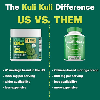 Kuli Kuli Organic Moringa Capsules [60 Count] - Premium Moringa Leaf Powder Capsules - Nutrient-Dense Superfood for Energy, Vitality, and Wellness