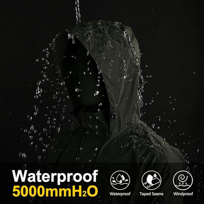33,000ft Packable Rain Jacket Men's Lightweight Waterproof Rain Shell Jacket Raincoat with Hood for Golf Cycling Windbreaker