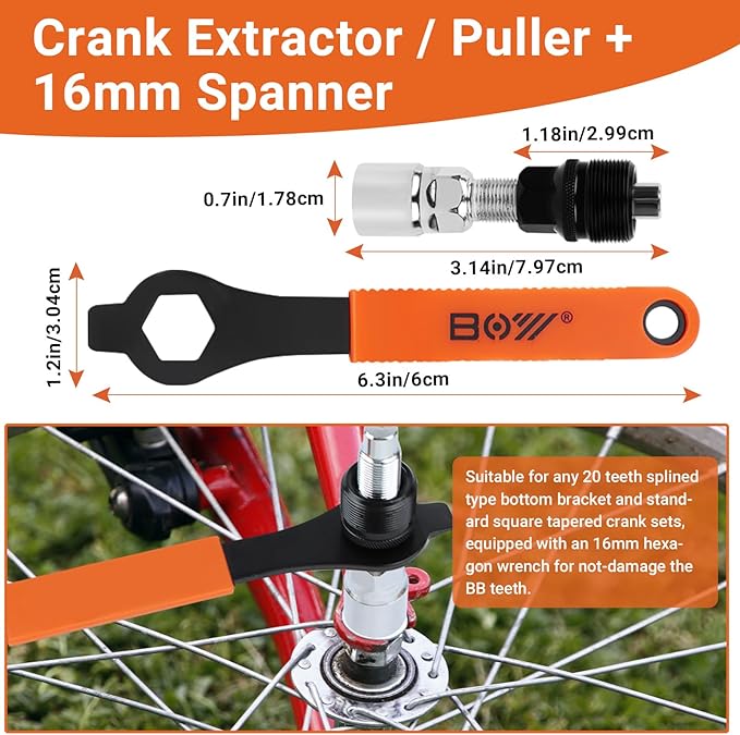 FOUUAAOOU Bike Tools Kit, Has 3 in 1 Bike Cassette Removal Tool, Bike Pedal Wrench, Bicycle Crank Removal Tool, Bottom Bracket Remover and Rotor Lockring Removal Tool, Bike Repair Tool Set